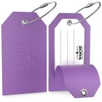 Shacke Luggage Tags with Full Back Privacy Cover w/Steel Loops - Set of 2, Purple, Small