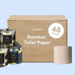 TUSHY Premium Bamboo Toilet Paper - 100% Bamboo - 3 Ply, 300 Sheets Per Roll (TUSHY Premium Bamboo Toilet Paper - 48 Pack)