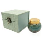 Small Urn Mini Urn, small urns for human ashes, Handmade Ceramic Souvenir Urn, Alloy Threaded Sealing Cover, Home Or Office Decoration Display Burial (Marine Blue)