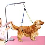 Adjustable Pet Grooming Leash No-Sit Haunch Holder Restraint Wash Choker Dogs Cats Grooming Table Arm(Yellow+Blue)