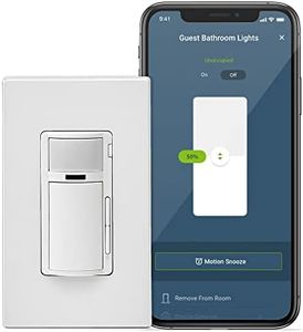 Leviton D2MSD-2RW Decora Smart Wi-Fi Motion Sensing Dimmer (2nd Gen), Works, Alexa, Hey Google, HomeKit/Siri, and Wire-Free Anywhere Companions, White