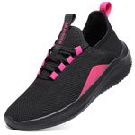 Bravover Slip On Shoes Women Tennis Walking Shoes Fashion Sneakers for Running Workout Sport Hands Free Lightweight Casual BlackRose