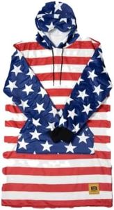 Big Blanket Co Hideout Hoodie Stars & Stripes | Oversized Wearable Blanket Hoodie | Soft Sherpa-Lined Hoodie Blanket for Adults | One Size Fits All