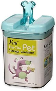 Medium 7"H Flip-Tite Bone Square Pet Food Storage Canister in Clear/Blue