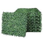 6 PCS Artificial Leaves Hedge Panels Trellis with Artificial Grass Backdrop Wall 40 X 60cm 4cm Green Grass Wall for Decor Privacy Fence Indoor Outdoor Garden