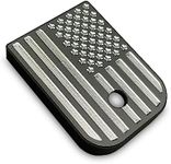 Milspin Magazine Base Plate Compatible with Glock Gen 1-5 | American Flag | Veteran Made in USA | Stainless Steel (Black on Stainless, Models G17/19/19X/22/23/24/26/27/34/35/45)