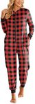 Ekouaer Christmas Onesie Fleece Long Sleeve Hooded One Piece Pajamas for Women Zipper Pjs with Pocket S-XXL