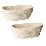 Set of 2 Oval (9.8 x 6 x 3.5 inch) Banneton Proofing Basket & Liner SUGUS HOUSE Brotform Dough Rising Rattan Handmade rattan bowl-Perfect For Artisan