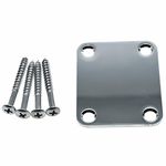 Dopro 4-Bolt Electric Guitar Replacement Neckplate Bass Metal Neck Plate with Screws for Fender Strat Tele or Basses Chrome