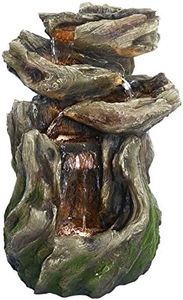 Alpine Rainforest 4-Tiered Fountain w/LED Lights, 22 Inch Tall