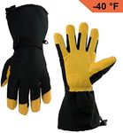 Winter Ski Gloves for Men Women - Thinsulate Waterproof & Windproof Thermal Long Snow Gloves for Snowmobile Driving Yellow Large