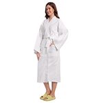 DREAMWEAVERS Cotton Honeycomb Premium Bathrobe Waffle Weave I Double Sided I for Women I Free Size (White)