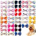 BIPY 40pcs Pack Small Dogs Hair Bows with Rubber Bands Paw pattern Topknot for Small Pet Grooming Rabbits Puppies Cats Dolls 18" American Girls Hair Accessories Assorted Color Random