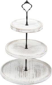 Wood Cupcake Stand 3 Tiers Smooth Wood Cupcake Holder for Kitchen Decor Stable Round Tiered Dessert Display Serving Tray for Tea Party Wedding Server (White)