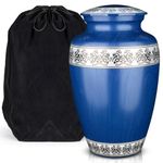 ULTRGEE Urns for Human Ashes Adult Male or Female, Decorative Urns with Non-Slip Felt Bottom and Velvet Pouch Aluminium Funeral and Memorial Cremation Urns for Human Ashes (Ripples)