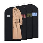 Syeeiex 4 PCS 60 Inch Dress Bag Garment Bags Breathable Suit Bags for Closet Storage, Suit Cover for Women, Men, Suits, Black, Set of 4