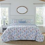 Laura Ashley Home | Ahoy Collection | Luxury Premium Ultra Soft Quilt Coverlet, Comfortable 3 Piece Bedding Set, All Season Stylish Bedspread, Full/Queen, Bright (222269)