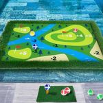 Cupohus Floating Golf Green for Pool, 2024 Upgraded 35"x 24" Golf Putting Green for Pool Set Includes Chipping Mat, 20 Balls, Rope, Hook, and Scorecard, Adult Fun Golf Games Gift for Golfers