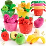 SAIMAND Montessori Baby Sensory Toys – 16 PCS Plush Fruit & Veggie Color Sorting Play Food with Crinkle & Rattle, Baby Toys 6-12 Months, Learning Toys for 1 Year Old Boys Girls Gifts
