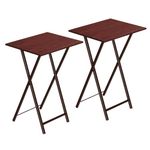 HOOBRO Folding Tables 2 Set, TV Tables for Eating Foldable, TV Tray Table, Small Sofa Laptop Dinner Table for Small Space, Metal Frame, Brown EBR25BZ01