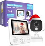 OBVHNUA Baby Monitor 720P Video 2.8 Inch VOX Mode Camera Zoom 2 Way Audio with Night Vision Feeding Alarm Temperature Sensor for Parents