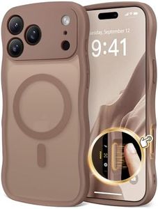CAPRARO Magnetic for iPhone 17 Pro Max Case for Women Girls, Upgraded [Full Camera Protection] [Compatible with MagSafe] Cute Wave Translucent Matte Phone Case for iPhone 17 Pro Max, Brown