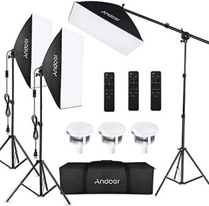 Andoer Softbox Photography Lighting Kit Professional Studio Equipment with 20"x28" Softbox, 2800-5700K 85W Bi-Color Temperature Bulb with Remote, Light Stand, Boom Arm for Portrait Product Shooting