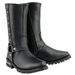 Milwaukee Leather Men's Black Leather Harness Motorcycle Boots with Braid and Riveted Details MBM9025-10.5