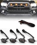 CCE 4 Pc Grill Light Waterproof Car Led Grille Amber Lights Orange Lens Ultra Bright Raptor Style Grill Light Universal for Car (Yellow)