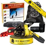 Slackline kit 65ft Slack Line Complete with Tree & Ratchet Protectors Optional Training Line Arm Trainer Carry Bag, Zen Maestro Instruction Booklet Outdoor Backyard Slack Line Fun for Kids and Adults