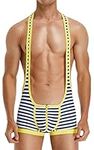 Panegy Men’s Wrestling Singlets Fitness Wrestling Leotard Jumpsuits Sportwear Wrestling Uniform Yellow XL