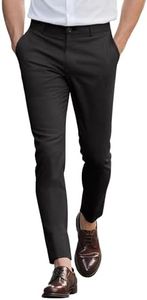 GINGTTO Mens Dress Pants Slim Fit Stretch Black Lounge Chino Pants Men Formal Pants 34x30