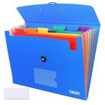 7 Pocket Accordian File Folders, Expanding File Folder A4 Letter Size Paper Portable Document Organizer-Blue