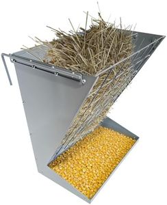 Garvee Wall Mount Hay Feeder, 2 in 1 Hay and Grain Livestock Feeder, Heavy Duty Galvanized Steel Hay Rack with Adjustable Distance for Goats, Sheep, Horse, Indoor Outdoor Uses