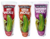 Van Houltens Jumbo Pickle in A Pouch Variety Pack - 3 Flavours - Kosher Garlic - Hot and Spicy - Sour [3 PACK BUNDLE]