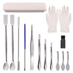 Swpeet 15Pcs Stainless Steel Capsule Filling Machine Kits for #000 00 0 1 2 3 Pill Filler, Micro Lab Scoop Spoon Lab Spatulas Lab Scoop Filling Tray Powder Tamper Tool Pill Filler Tamper Tool Spoon