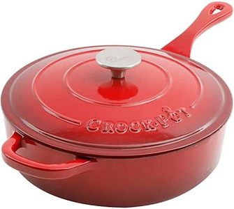 Crock Pot Artisan 3.5 Quart Enameled Cast Iron Deep Sauté Pan, Scarlet Red