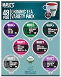 Maud's 8 Blend Organic Tea Variety Pack Single Serve, 48ct. | Chai, Chamomile, Earl Grey, English Breakfast, Matcha, Passion, Peppermint, Jasmine | 100% California Blended | Solar Energy Produced Tea