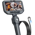 Two-Way Articulating Borescope, DEPSTECH 0.23in Articulated Endoscope Camera with Light, 5-inch IPS Snake Inspection Camera, Flexible Automotive, Mechanics, Plumbing Tools for Men-4.92FT