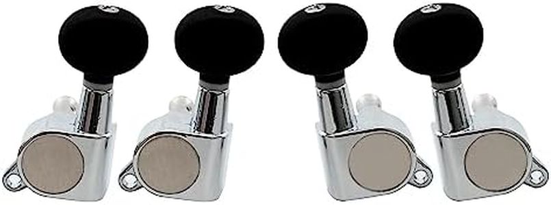 Musiclily 2R2L Sealed Ukulele Tuners Tuning Pegs Keys Machine Heads Set,Chrome with Black Button