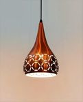 GreyWings Metal Cut Hanging Light Ceiling Pendant Lamp, 6" Small, Orange