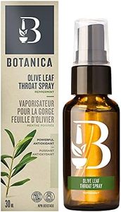 Botanica Olive Leaf Throat Spray with Peppermint Extract – Antioxidant Properties – Soothe Sore Throats and Coughs for Cold and Flu Relief (30 mL)