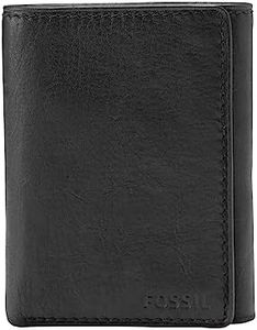 Fossil Men's Leather Trifold Wallet, Ingram Black, One Size