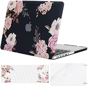 MOSISO Case Only Compatible with MacBook Pro Retina 13 inch (Models: A1502 & A1425) (Older Version Release 2015 - end 2012), Plastic Hard Shell Case & Keyboard Cover & Screen Protector,Peony Blossom