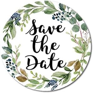 Darling Souvenir Round rustique Feuille Save frontière La date autocollants paquet de 45 pièces-cadeaux 1,6 pouces