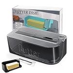 Butter Dish with Lid and Knife,Airtight Butter Container Covered Butter Dish for Countertop (Black)