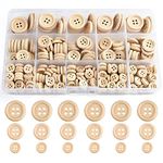 TUPARKA 255 PCS Wooden Buttons Mixed Size Natural Wooden Round Shape Button for Sewing Craft Decorations 10mm 15mm 20mm