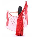 XChangeFun Semicircle Chiffon Hand Scarf Belly Dance Costume Outfit Hip Scarf Sequin Trim Gold Shawls Veils, Red, 98.43 x 47.24 inch (250cm*120cm)