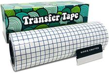 Clear Vinyl Transfer Paper and Tape, 12" Wide Roll, 50 Feet Long, Permanent Heat HTV Grid with Strong Grip