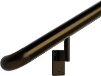 Promenaid 10ft ADA Handrail Kit - Architectural Bronze - Complete Indoor/Outdoor Handrail for Stairs - 1.6" Round Anodized Aluminum Railing With 5 Brass Painted Pivoting Brackets & ADA Wall Returns